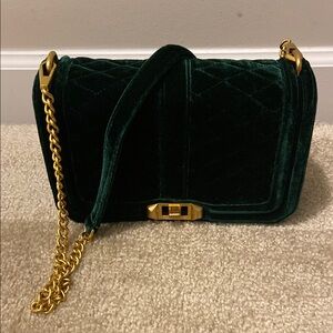 Rebecca Minkoff Green Velvet Bag with Gold Chain